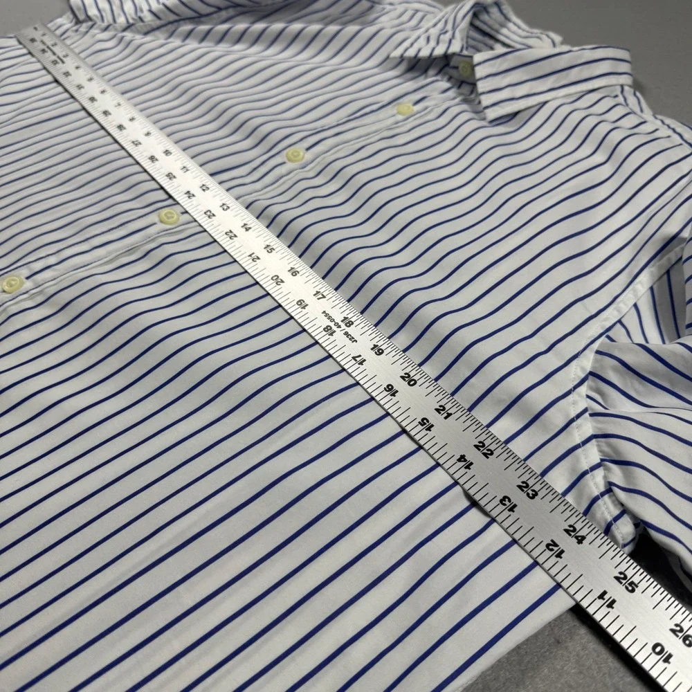 Banana Republic Camden Fit Custom 078 Wash Shirt Mens XL Blue White Striped L/S